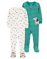 Toddler 2-Pack 100% Snug Fit Cotton 1-Piece Footie Pajamas