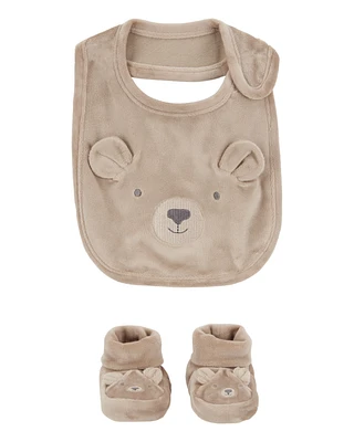 Baby 3-Piece Bear Booties & Bib Set