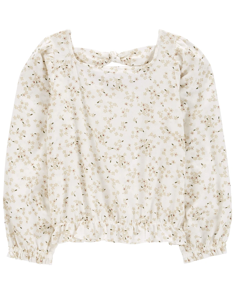 Kid Floral Twill Long-Sleeve Top