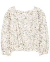 Kid Floral Twill Long-Sleeve Top