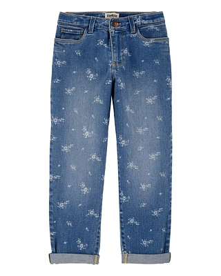 Kid Floral Print Iconic Denim Mom Jeans