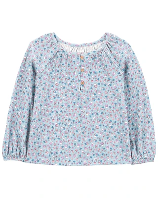 Baby Floral Gauze Long-Sleeve Top