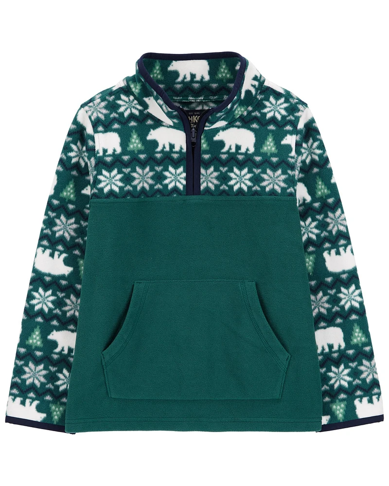 Kid Fair Isle Quarter-Zip Microfleece Pullover