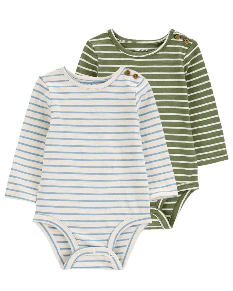 Baby 2-Pack Striped Long-Sleeve Bodysuits