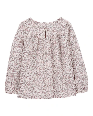 Toddler Butterfly Floral Print Long-Sleeve Top