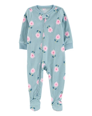 Baby 1-Piece Floral Fleece Footie Pajamas