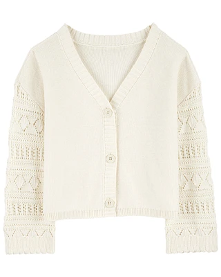 Kid Crochet Button-Front Cardigan Sweater