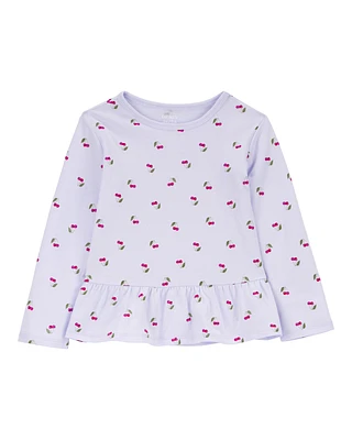 Toddler Cherry Print Peplum Top