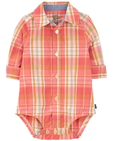 Baby Plaid Button-Front Bodysuit