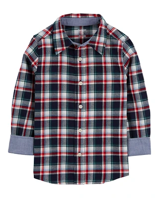 Kid Plaid Button-Front Shirt