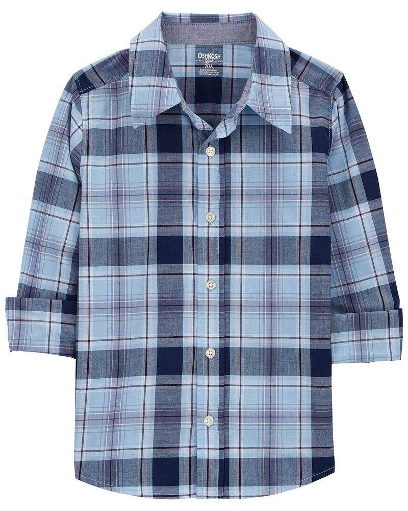 Kid Plaid Button-Front Shirt