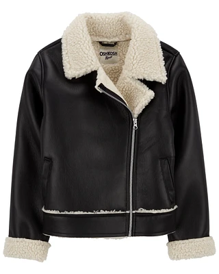 Kid Faux Leather and Sherpa Jacket