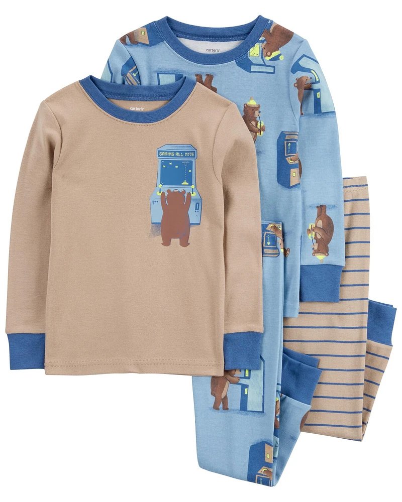 Toddler 4-Piece Bear Gamer 100% Snug Fit Cotton Pajamas