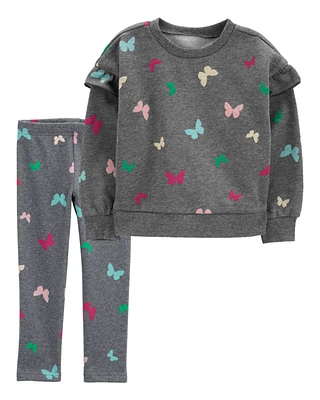 Baby 2-Piece Butterfly Fleece Sweatshirt & Leggings Set