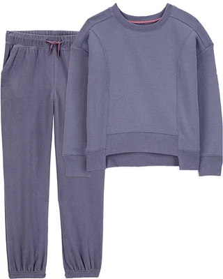 Kid 2-Piece Fleece Pullover Top & Thermal Joggers Set