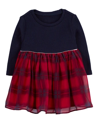 Baby Long-Sleeve Plaid Dress