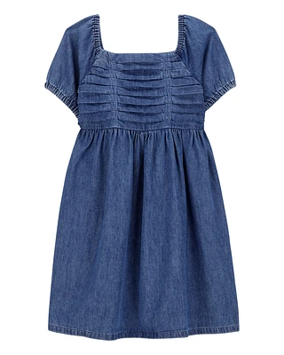 Kid Smocked Iconic Denim Dress - Blue