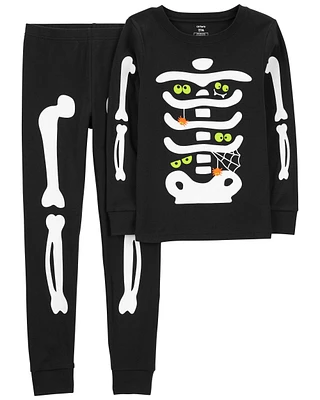 Kid 2-Piece Glow Skeleton 100% Snug Fit Cotton Pajamas