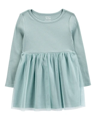 Toddler Tulle Long-Sleeve Jersey Dress