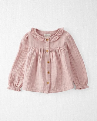 Baby Organic Cotton Gauze Button-Front Top Perfect Pink