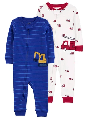 Toddler 2-Pack 100% Snug Fit Cotton Footless Pajamas