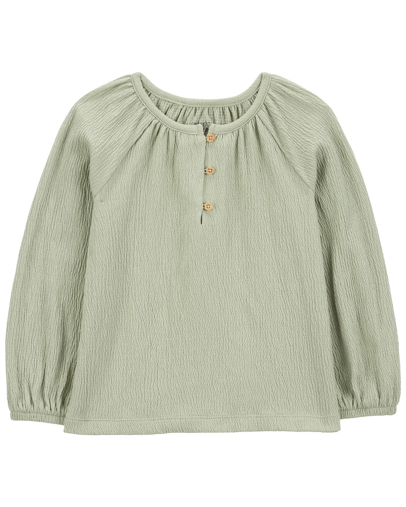 Baby Gauze Long-Sleeve Top - Green