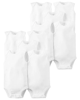 Baby 10-Pack Sleeveless Cotton Bodysuits Set