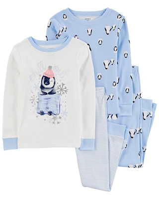 Kid 4-Piece Penguin 100% Snug Fit Cotton Pajamas