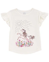 Toddler Floral Horse Flutter Tee