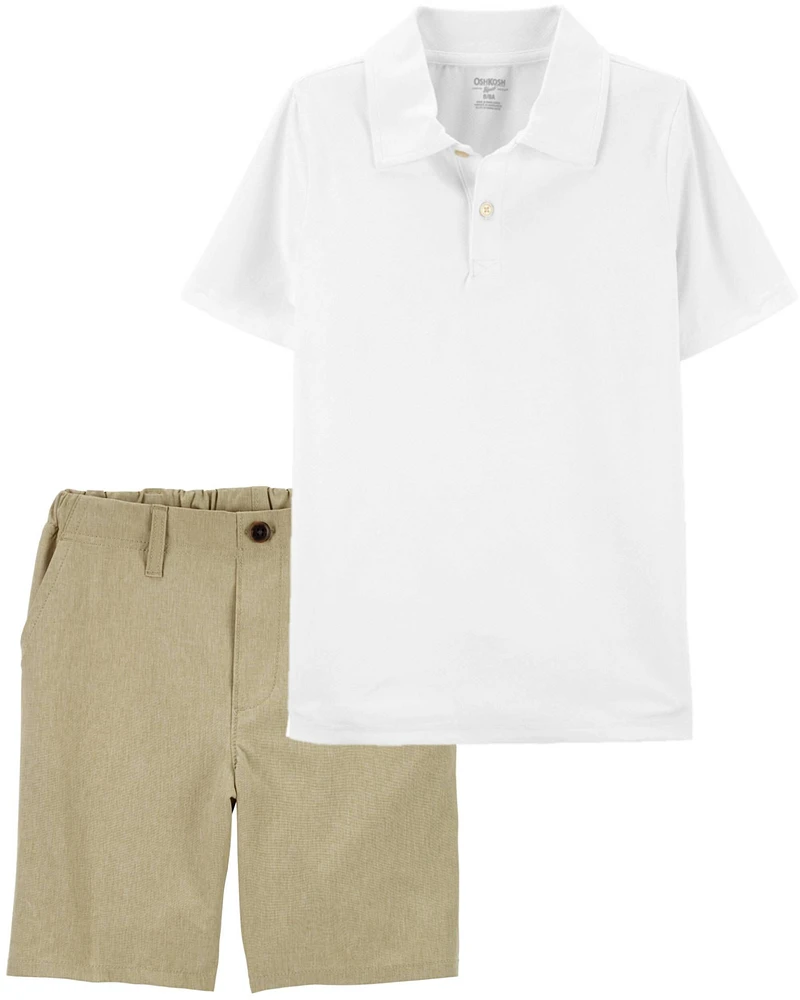 Kid 2-Piece Active Moisture Wicking Uniform Polo & Shorts Set