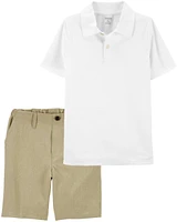 Kid 2-Piece Active Moisture Wicking Uniform Polo & Shorts Set