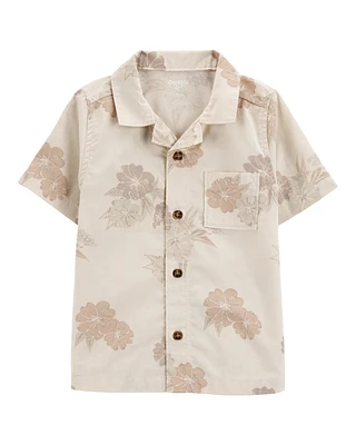 Baby Tropical Floral Woven Short-Sleeve Button-Down Shirt - Cream