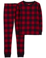 Kid 2-Piece Buffalo Check 100% Snug Fit Cotton Pajamas