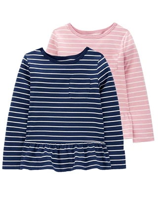 Kid 2-Pack Striped Peplum Tops