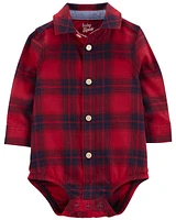 Baby Plaid Button-Front Bodysuit