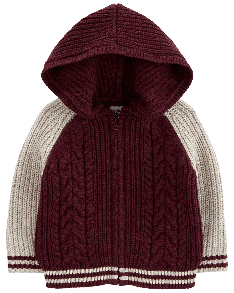 Baby Hooded Cable-Knit Jacket