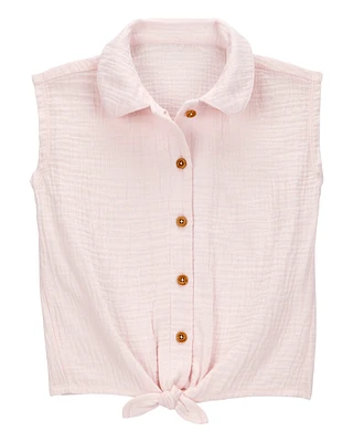 Baby Solid Sleeveless Fashion Top - Pink