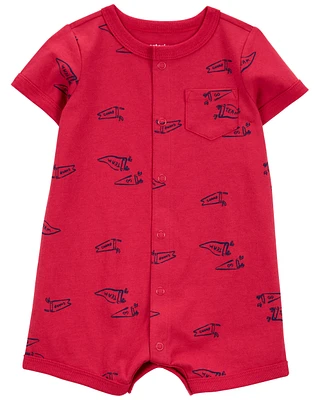 Baby Printed Short-Sleeve Romper - Red