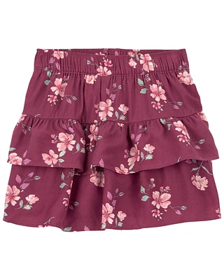 Toddler Floral Print Tiered Skort