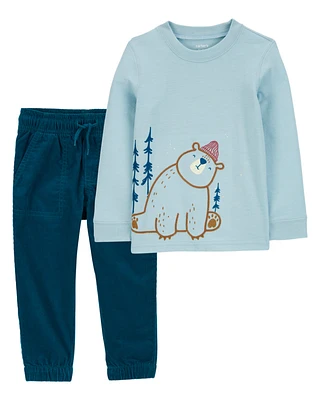 Baby 2-Piece Bear Tee & Corduroy Pants Set