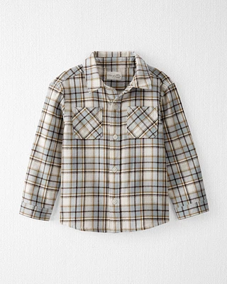 Toddler Organic Cotton Herringbone Plaid Button-Front Shirt