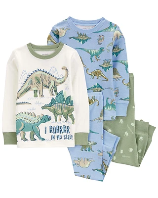 Toddler 4-Piece Dinosaur 100% Snug Fit Cotton Pajamas