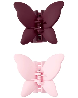 2-Pack Butterfly Hair Clips in Pink & Maroon