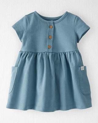 Baby Organic Cotton Pocket Dress Cottage Blue