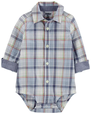 Baby Plaid Button-Front Bodysuit