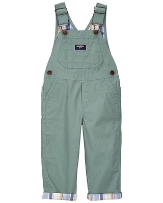 Toddler Plaid Lined Lightweight Canvas Overalls