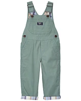 Toddler Plaid Lined Lightweight Canvas Overalls