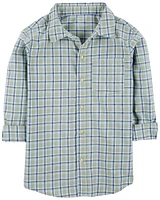 Kid Plaid Button-Front Shirt