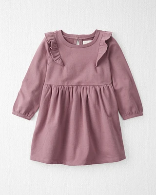 Toddler Long-Sleeve Ruffle Dress Made with Organic Cotton Desert Mauve