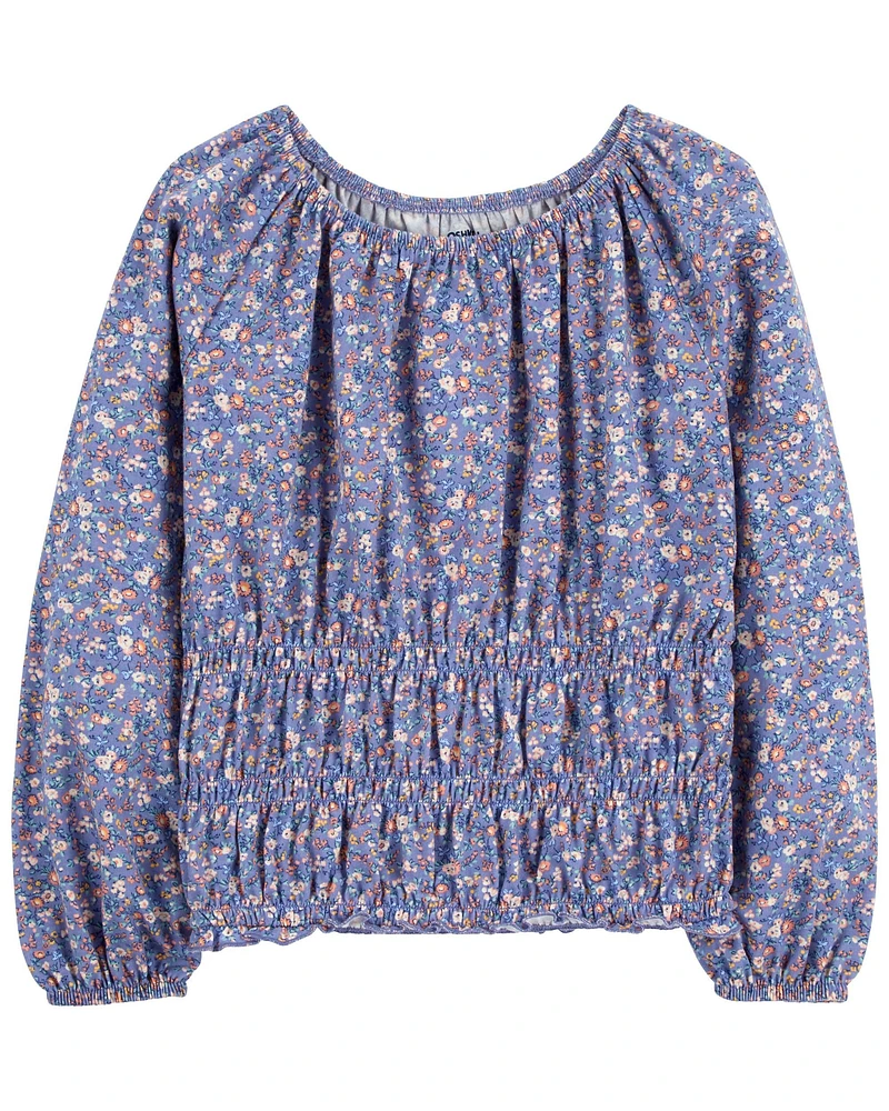 Kid Floral Print Smocked Top